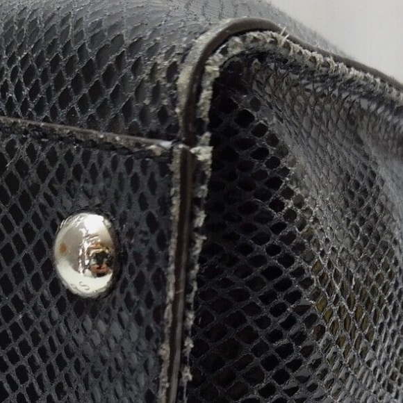 Michael Kors Ombré Hamilton Gray Leather Snakeskin Embossed Satchel Shoulder Bag - Picture 3 of 11